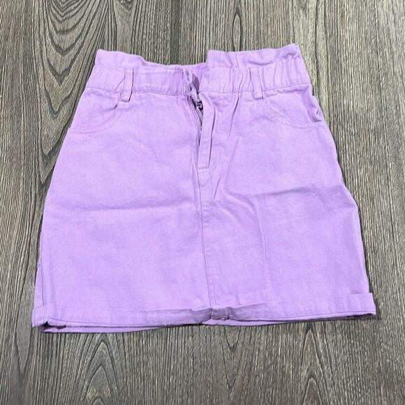 Idem Ditto Dresses & Skirts - Idem Ditto Paper Bag Mini Skirt High Rise Pockets Pull-On Cotton Purple Small